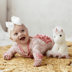 Kickee Pants Print Layette Ruffle Footie with 2 Way Zipper, Baby Rose Fair Carousel - Flying Ryno
