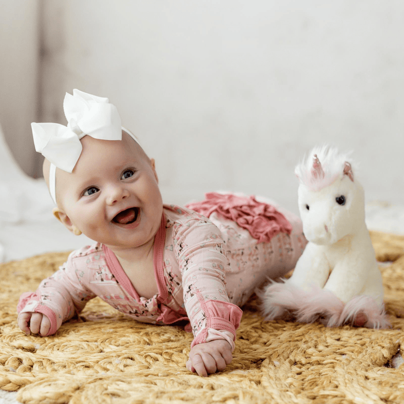 Kickee Pants Print Layette Ruffle Footie with 2 Way Zipper, Baby Rose Fair Carousel - Flying Ryno