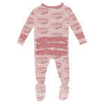 Kickee Pants Print Layette Ruffle Footie with 2 Way Zipper, Baby Rose Fair Carousel - Flying Ryno