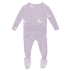 Kickee Pants Print Layette Ruffle Footie with 2 Way Zipper, Thistle Starry Sky & Moon - Flying Ryno