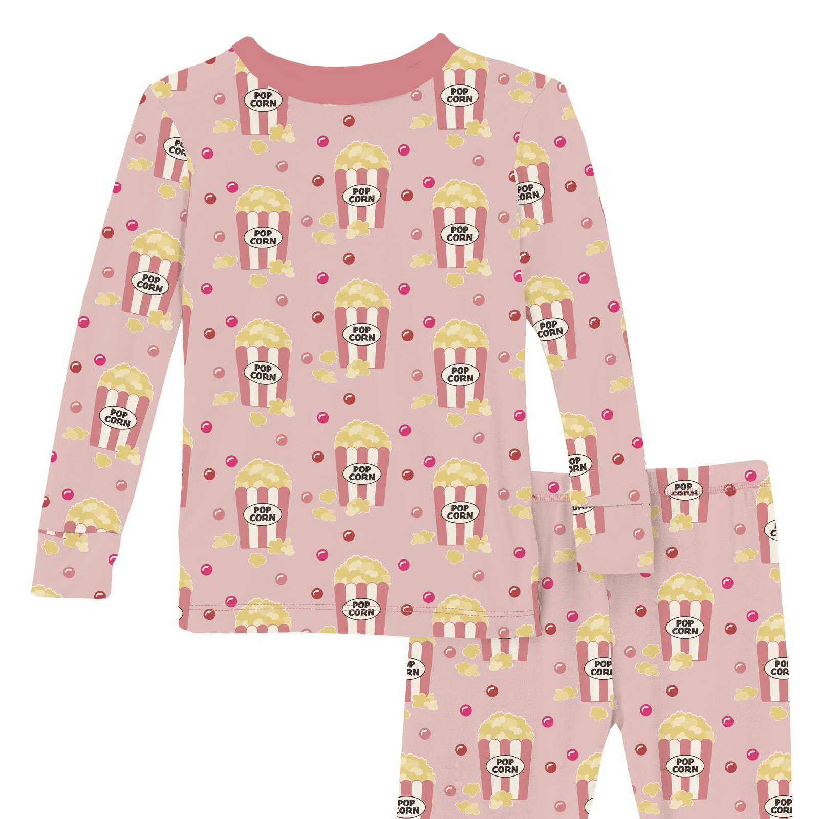 Kickee Pants Print Long Sleeve Pajama Set, Baby Rose Movie Night - Flying Ryno