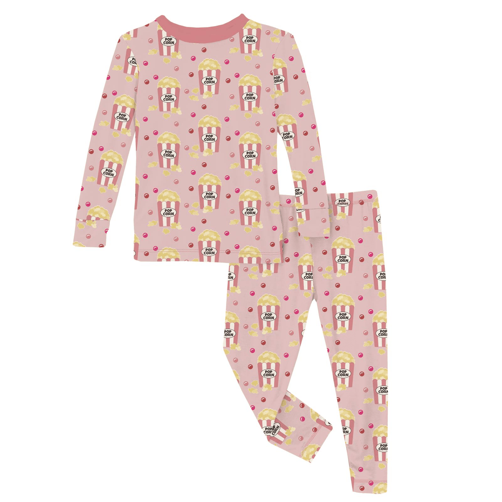 Kickee Pants Print Long Sleeve Pajama Set, Baby Rose Movie Night - Flying Ryno