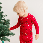 Kickee Pants Print Long Sleeve Pajama Set, Crimson Holiday Lights - Flying Ryno