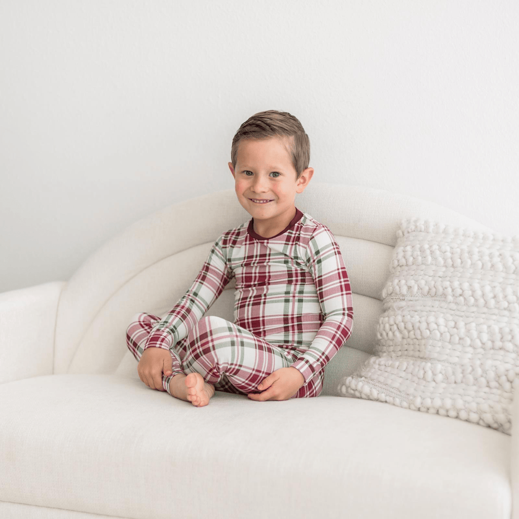 Kickee Pants Print Long Sleeve Pajama Set, Fireside Plaid - Flying Ryno