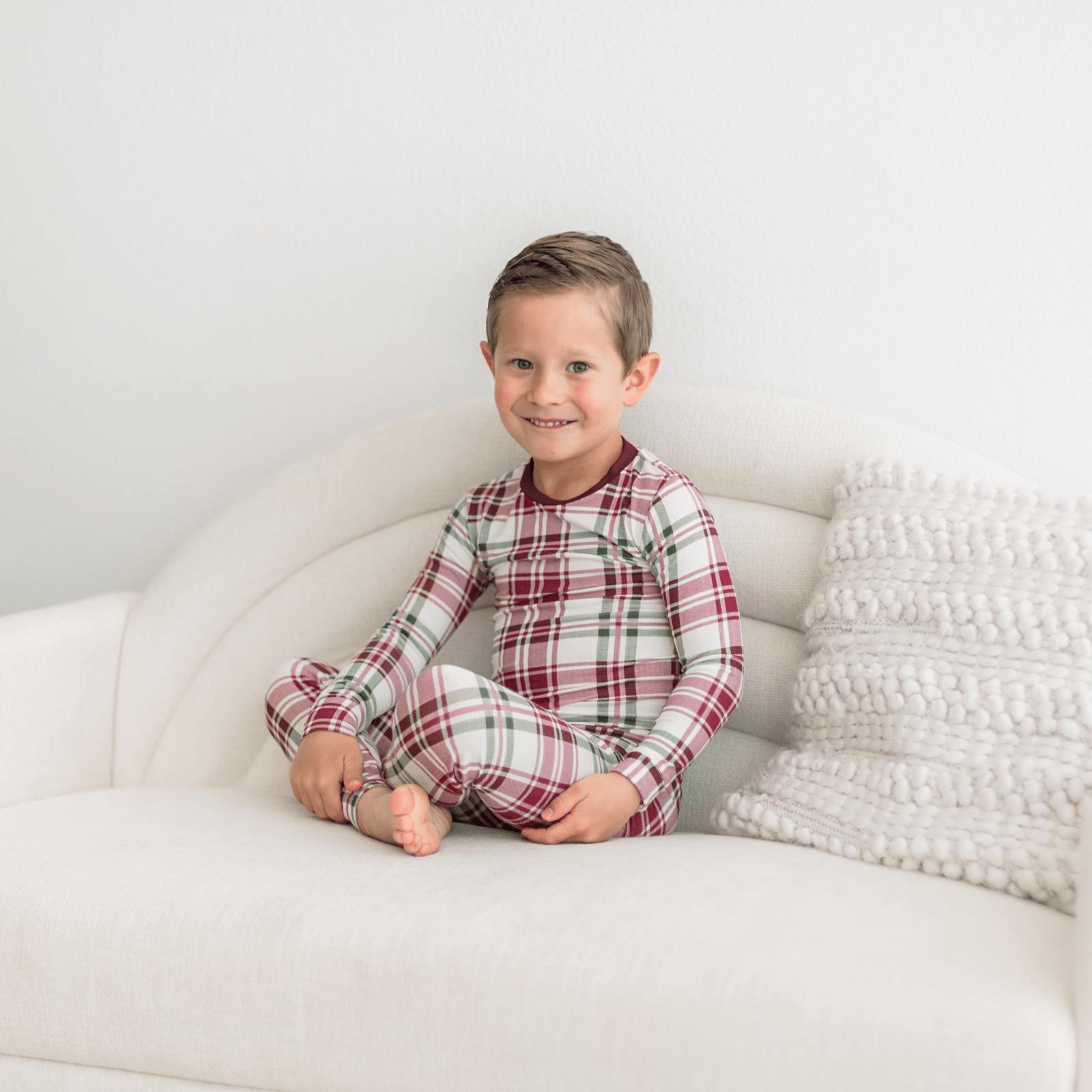 Kickee Pants Print Long Sleeve Pajama Set, Fireside Plaid - Flying Ryno