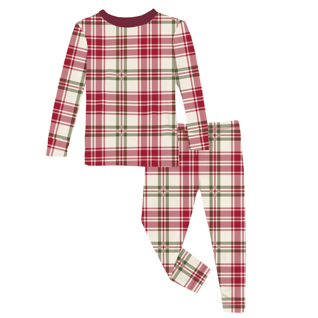 Kickee Pants Print Long Sleeve Pajama Set, Fireside Plaid - Flying Ryno
