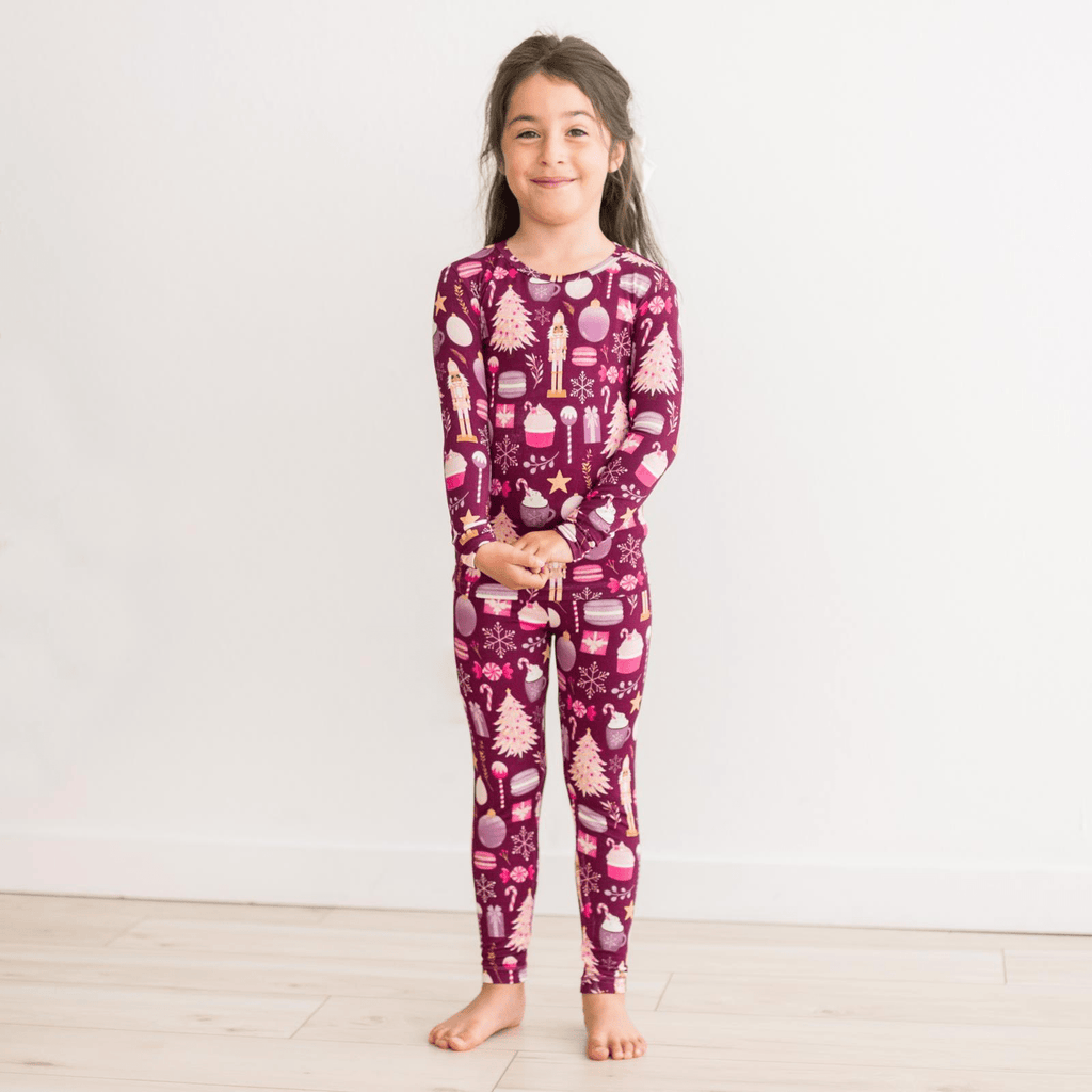 Kickee Pants Print Long Sleeve Pajama Set, Melody Sugar Plum - Flying Ryno