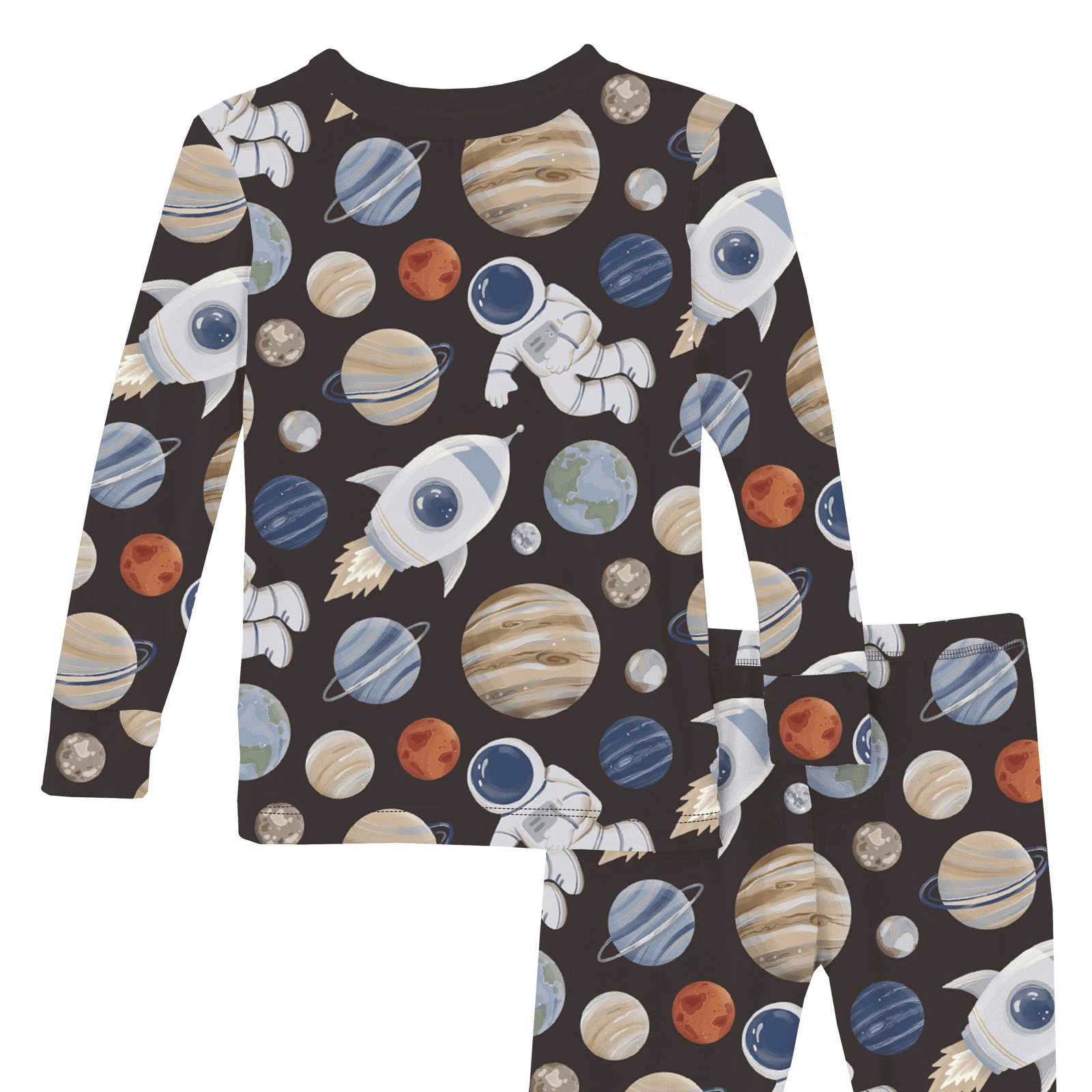 Kickee Pants Print Long Sleeve Pajama Set, Midnight Space Dream - Flying Ryno