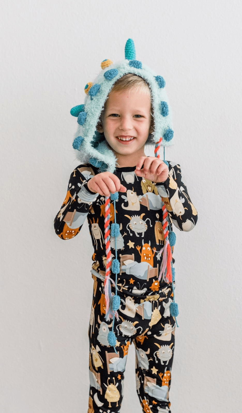 Kickee Pants Print Long Sleeve Pajama Set, Monsters Under the Bed - Flying Ryno