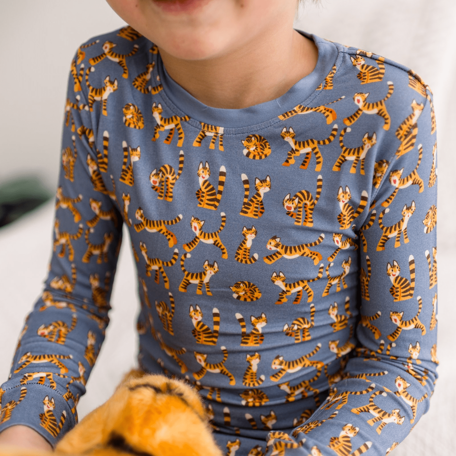 Kickee Pants Print Long Sleeve Pajama Set, Moonlight Tiger - Flying Ryno