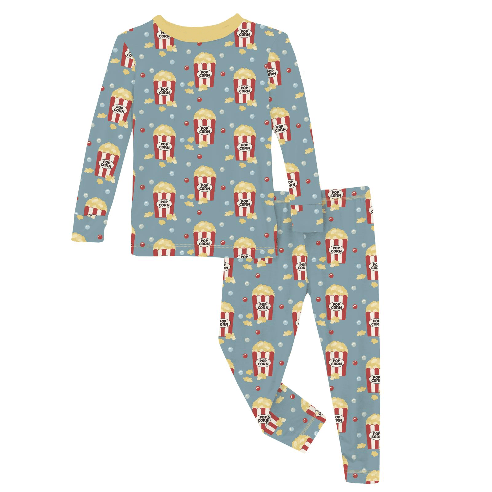 Kickee Pants Print Long Sleeve Pajama Set, Stormy Sea Movie Night - Flying Ryno