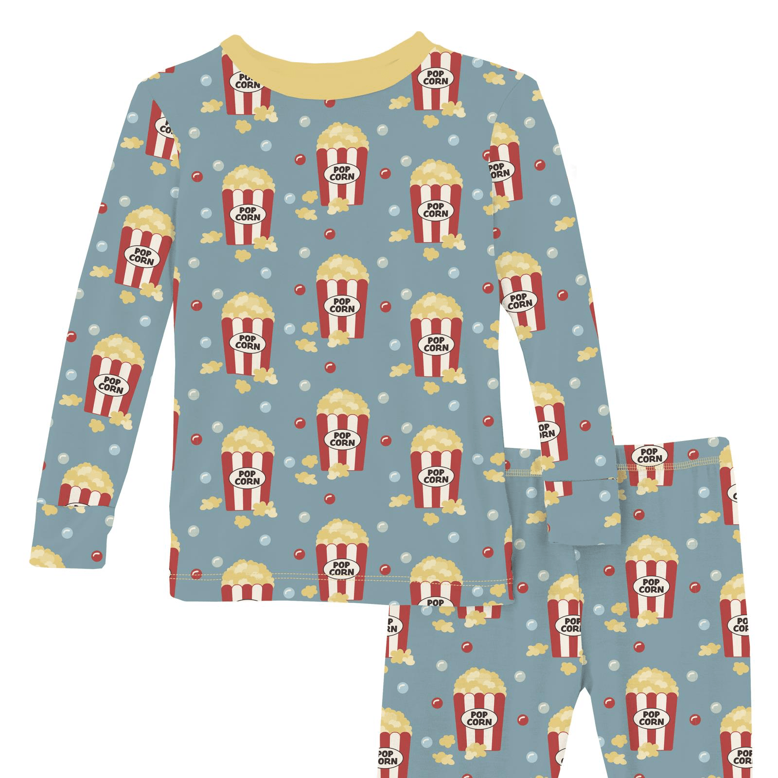 Kickee Pants Print Long Sleeve Pajama Set, Stormy Sea Movie Night - Flying Ryno