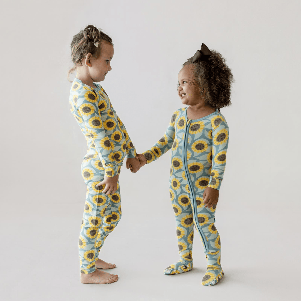 Kickee Pants Print Long Sleeve Pajama Set, Stormy Sea Sunflower - Flying Ryno