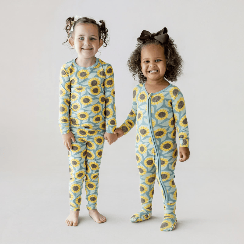 Kickee Pants Print Long Sleeve Pajama Set, Stormy Sea Sunflower - Flying Ryno