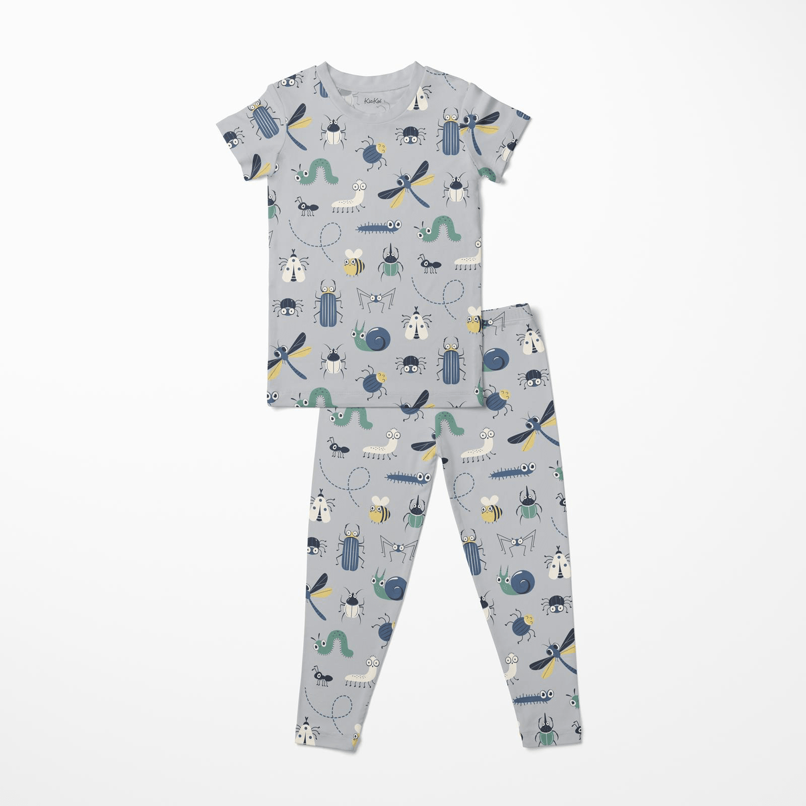 Kickee Pants Print Short Sleeve Pajama Set, Dove Bugs - Flying Ryno