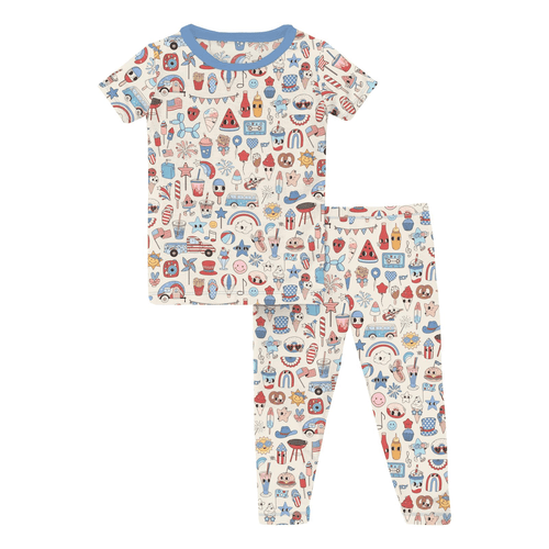 Kickee Pants Print Short Sleeve Pajama Set, Party USA - Flying Ryno
