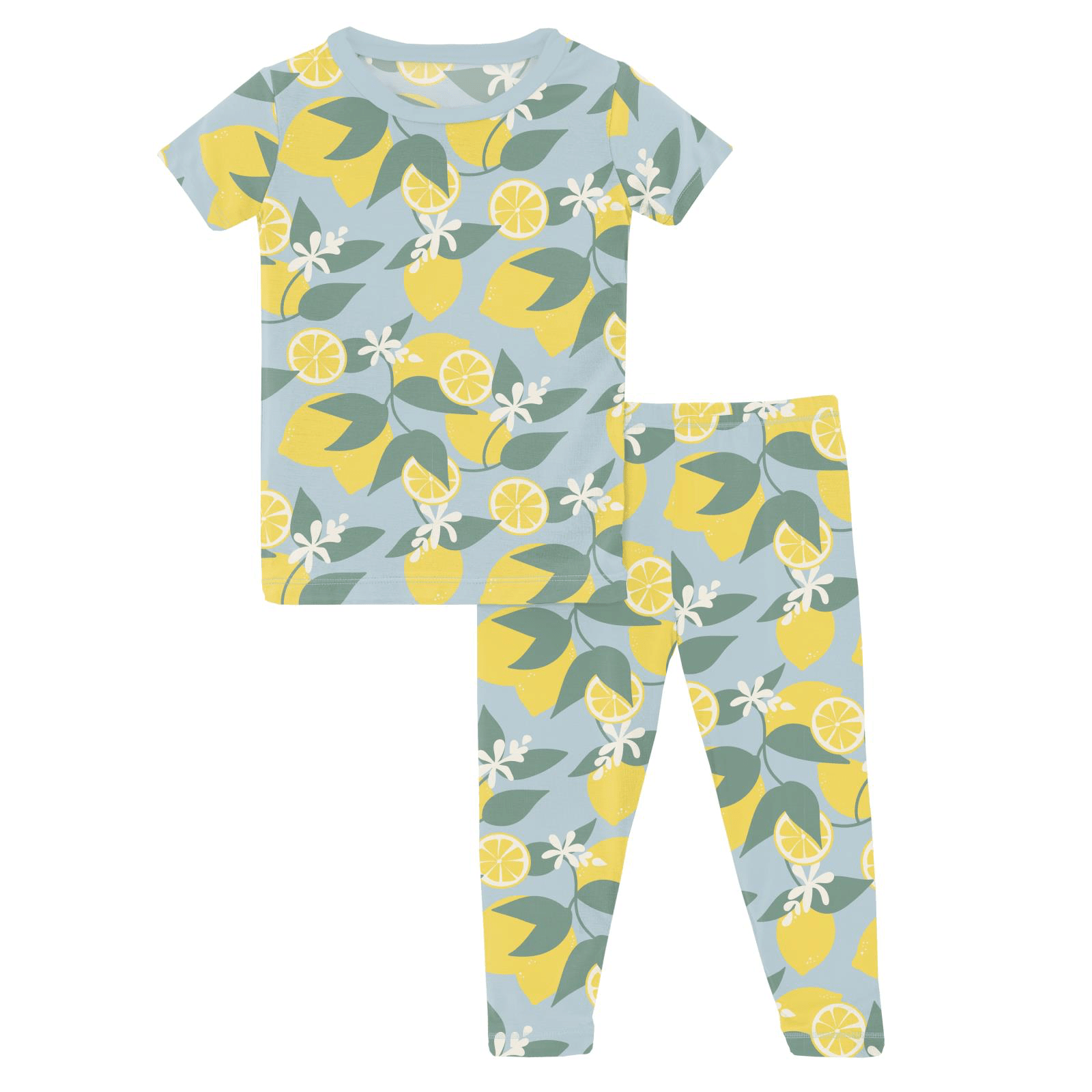 Kickee Pants Print Short Sleeve Pajama Set, Spring Sky Lemonade - Flying Ryno