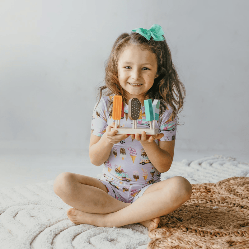 Kickee Pants Print Short Sleeve Pajama Set with Shorts, Thistle Ice Cream Truck - Flying Ryno
