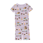 Kickee Pants Print Short Sleeve Pajama Set with Shorts, Thistle Ice Cream Truck - Flying Ryno