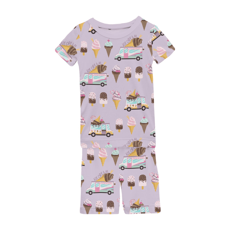 Kickee Pants Print Short Sleeve Pajama Set with Shorts, Thistle Ice Cream Truck - Flying Ryno