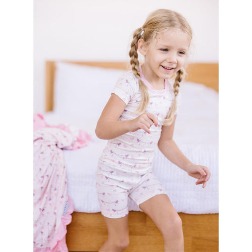 Kickee Pants Short Sleeve Pajama Set with Shorts, Natural Bird Banner - Flying Ryno