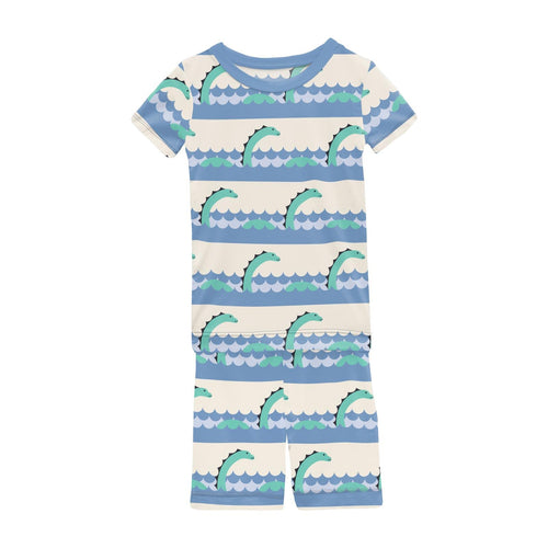 Kickee Pants Short Sleeve Pajama Set with Shorts, Natural Sea Monster - Flying Ryno