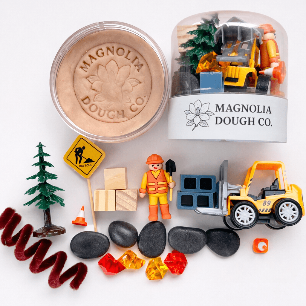 Magnolia Dough Co. Kids Sensory Play Dough Jar, Construction - Flying Ryno