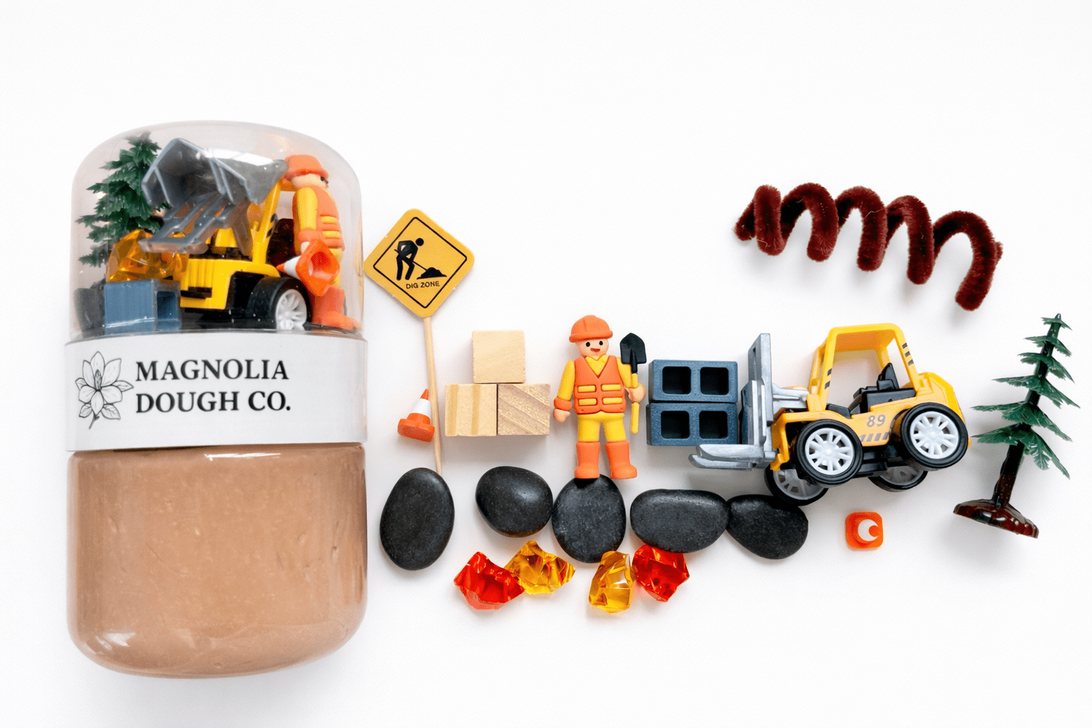 Magnolia Dough Co. Kids Sensory Play Dough Jar, Construction - Flying Ryno