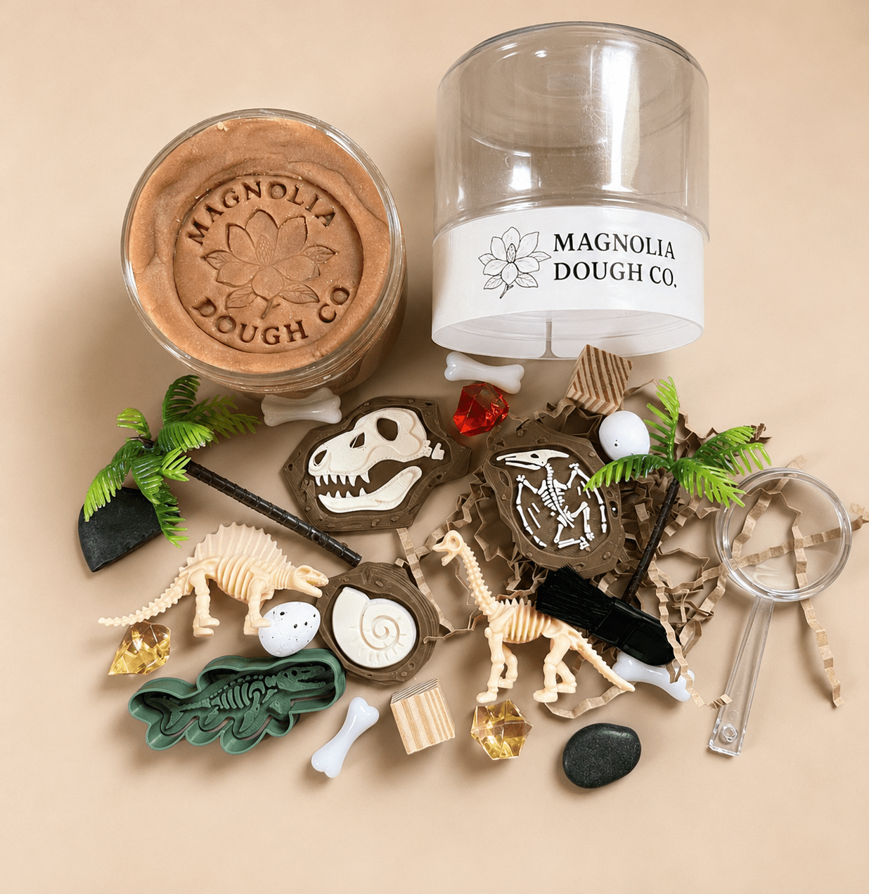 Magnolia Dough Co. Kids Sensory Play Dough Jar, Dino Fossil Dig - Flying Ryno