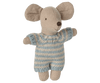 Maileg Baby mouse in carry cot - Blue - Flying Ryno