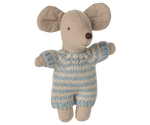 Maileg Baby mouse in carry cot - Blue - Flying Ryno