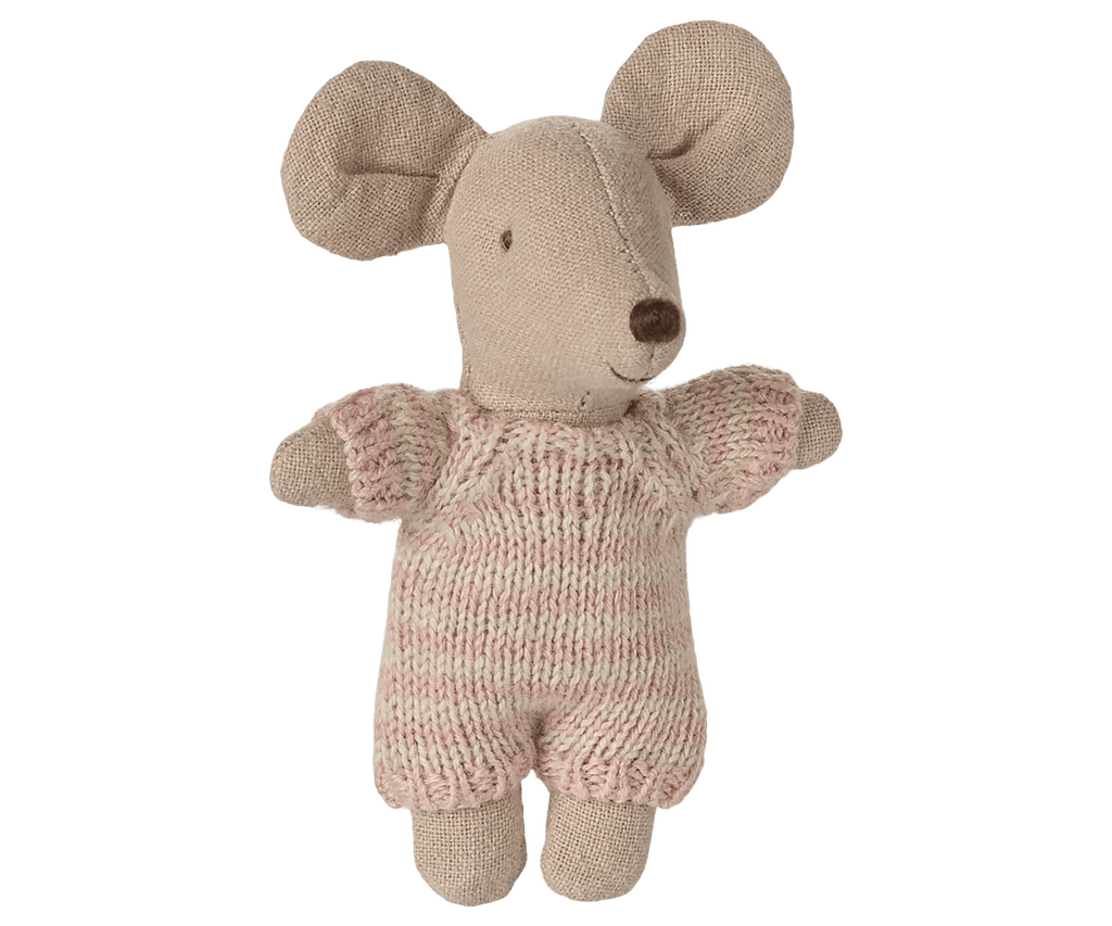 Maileg Baby mouse in carry cot - Rose - Flying Ryno