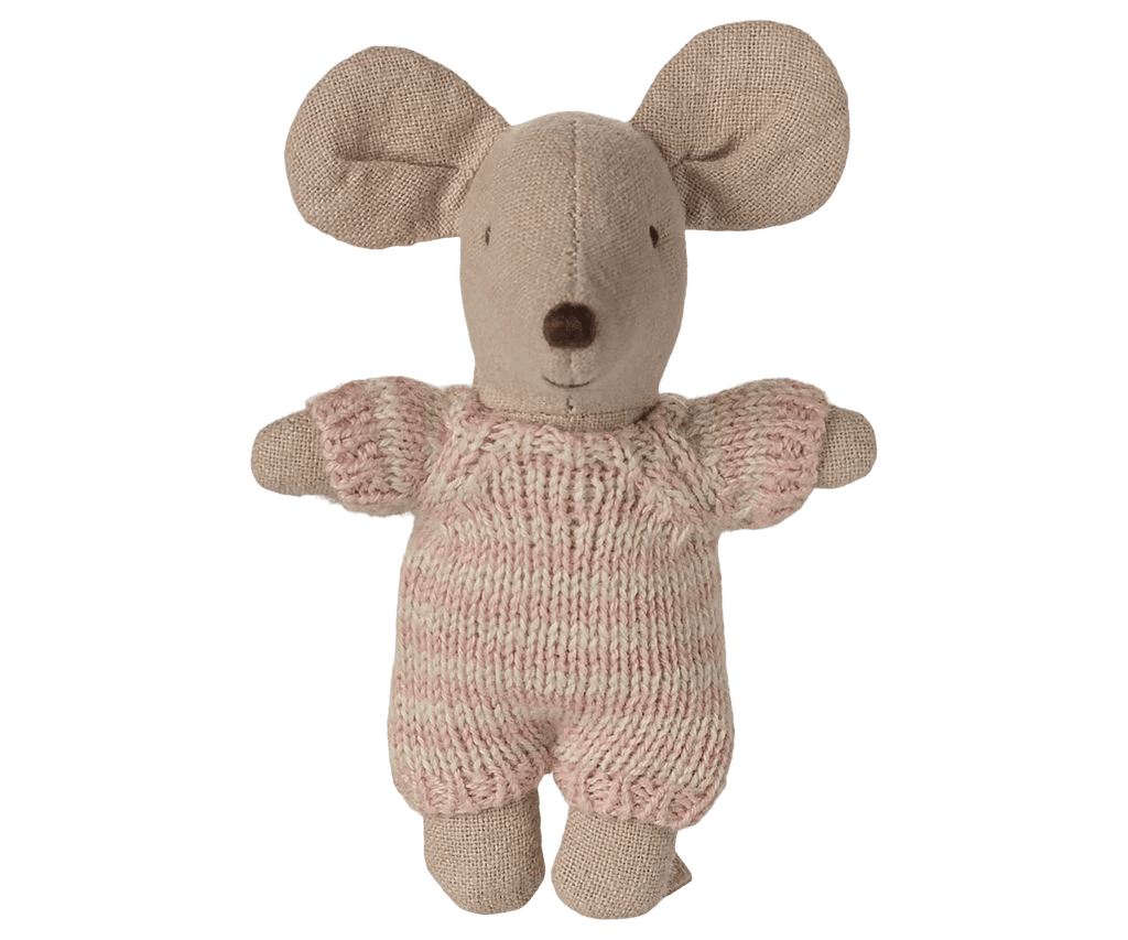 Maileg Baby mouse in carry cot - Rose - Flying Ryno