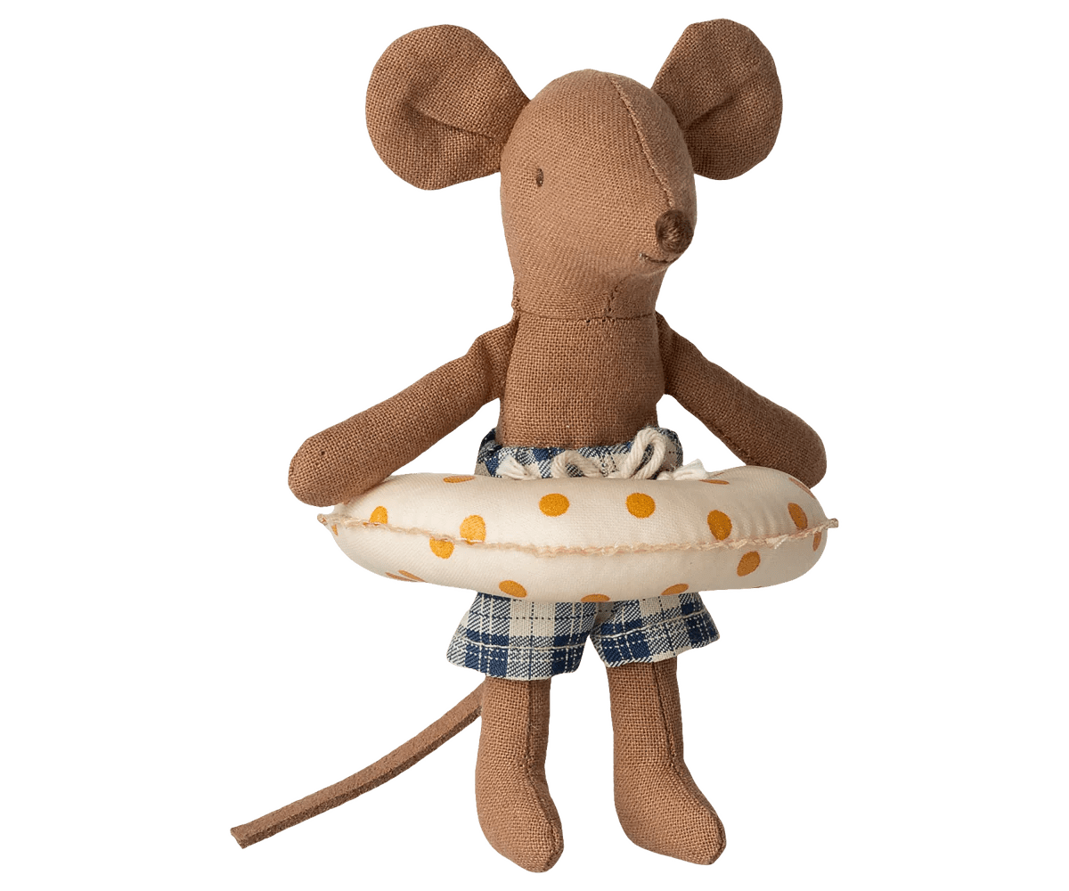 Maileg Beach Mouse with Float, Little Brother - Yellow Dots - Flying Ryno