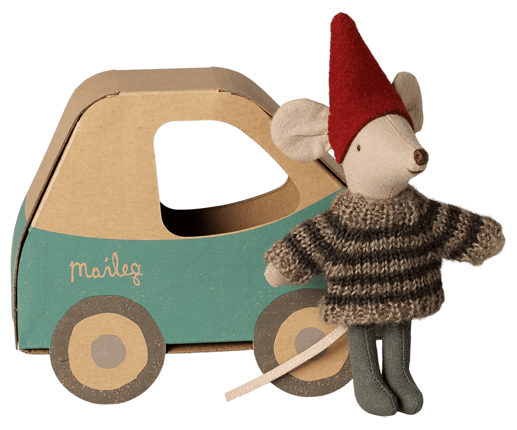 Maileg Christmas Mouse, Little Brother in Car Box - Flying Ryno