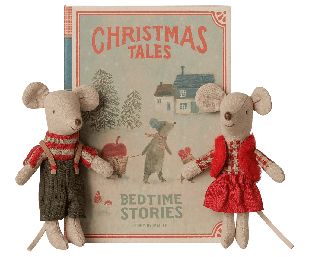 Maileg Christmas Twin Mice, Little Sister and Brother in Book - Flying Ryno