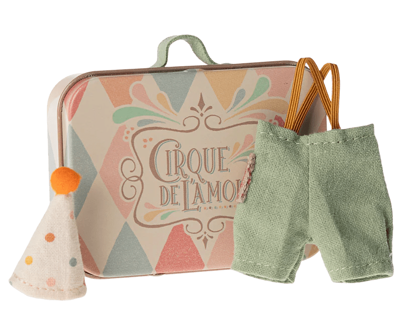 Maileg Clown Clothes in Suitcase, Little Brother Mouse - Flying Ryno