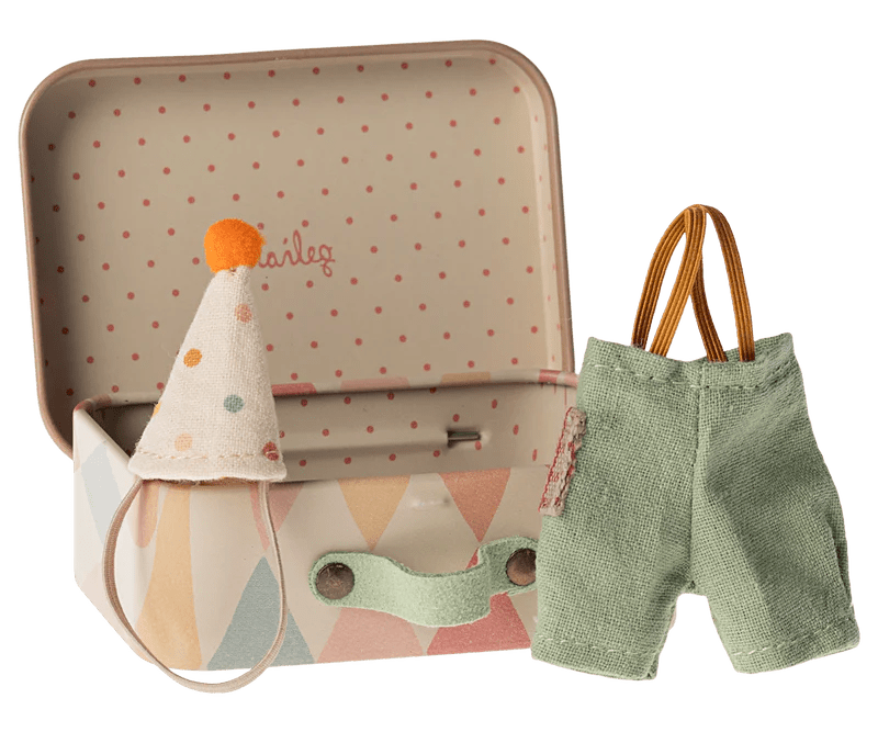 Maileg Clown Clothes in Suitcase, Little Brother Mouse - Flying Ryno