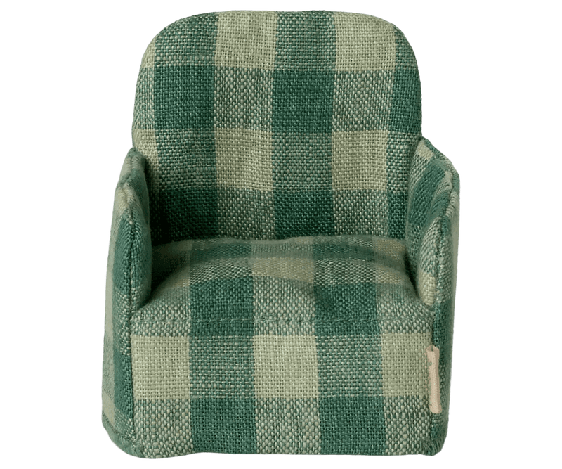 Maileg Folding chair, Mouse - Green check - Flying Ryno