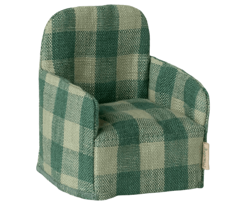 Maileg Folding chair, Mouse - Green check - Flying Ryno