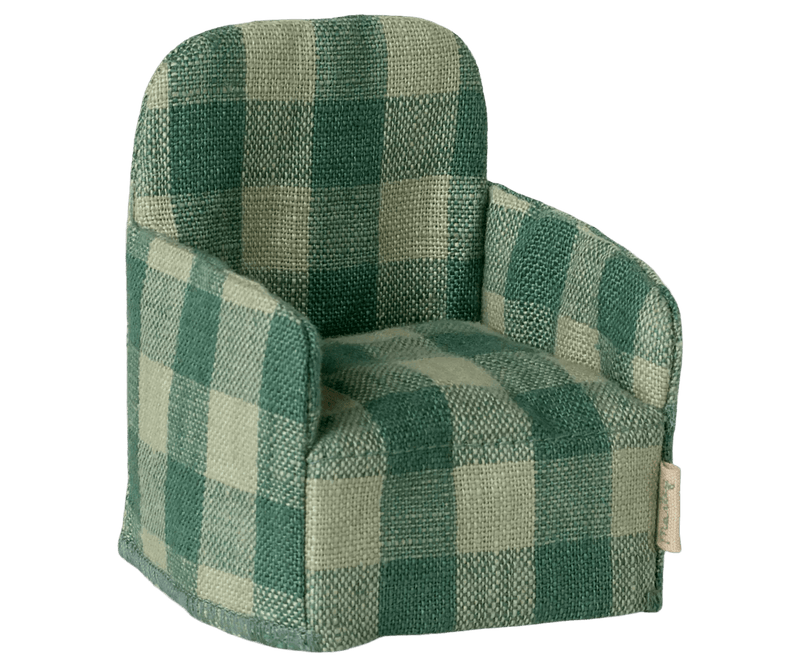 Maileg Folding chair, Mouse - Green check - Flying Ryno