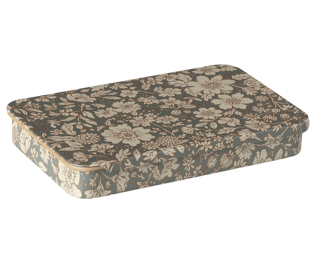 Maileg Metal box w. sliding lid, Blossom - Blue - Flying Ryno