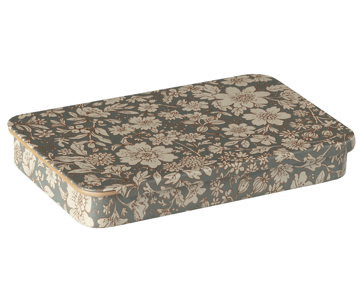 Maileg Metal box w. sliding lid, Blossom - Blue - Flying Ryno