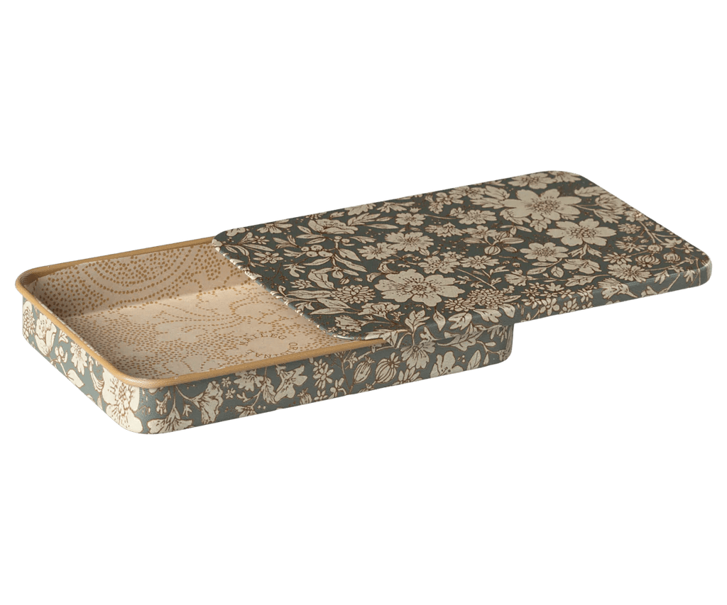 Maileg Metal box w. sliding lid, Blossom - Blue - Flying Ryno