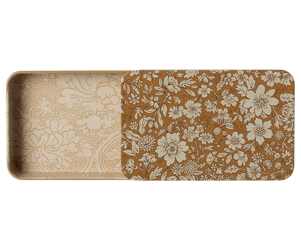 Maileg Metal box w. sliding lid, Blossom - Ocher - Flying Ryno
