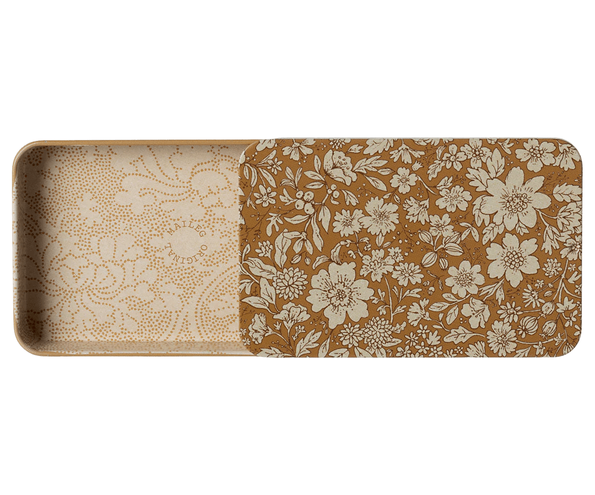 Maileg Metal box w. sliding lid, Blossom - Ocher - Flying Ryno