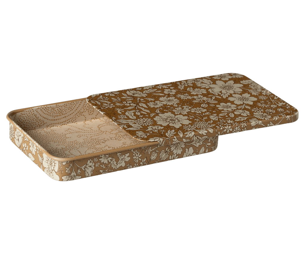 Maileg Metal box w. sliding lid, Blossom - Ocher - Flying Ryno