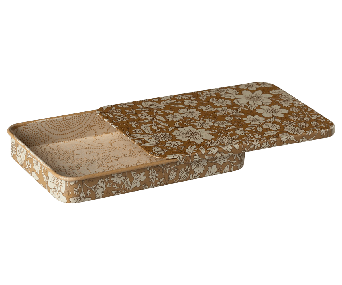 Maileg Metal box w. sliding lid, Blossom - Ocher - Flying Ryno