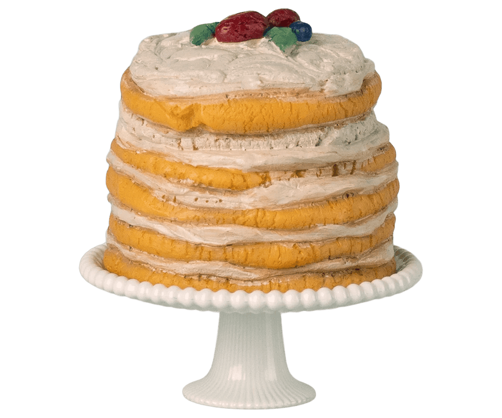 Maileg Party Cake and Cake Stand, Mouse - Off White - Flying Ryno
