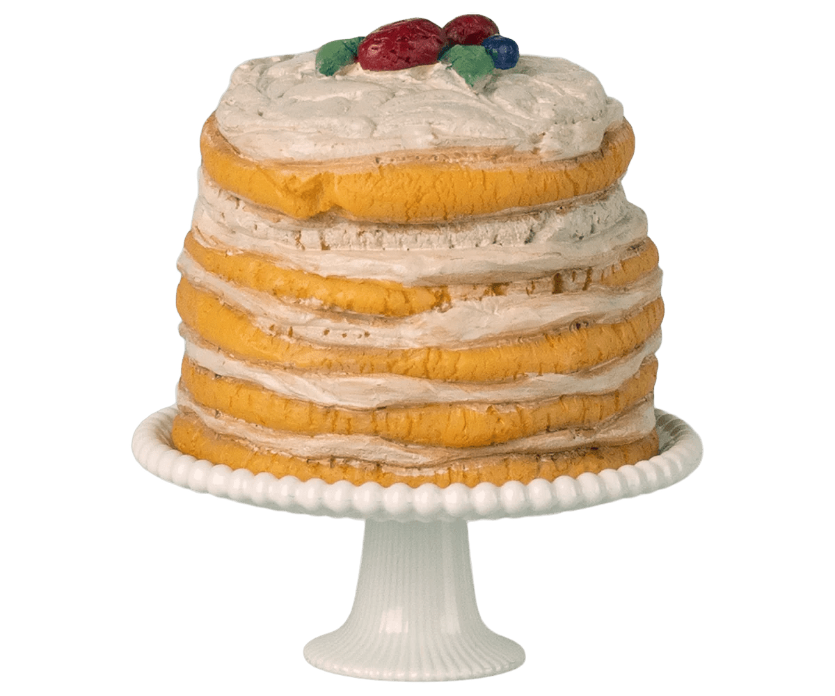 Maileg Party Cake and Cake Stand, Mouse - Off White - Flying Ryno